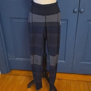lululemon athletica Black W Multi Striped Leggings Full Length Sz 6 Pockets